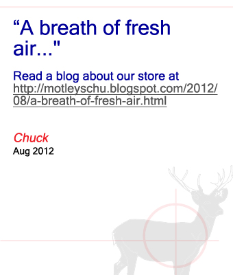 Blog about our store from Chuck - August 2012