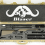 The Scopesmith became a Blaser dealer recently. We started our Blaser sales with a bang... a loud bang. This Blaser R8 Safari, with steel receiver and Kickstop stock has two Safari barrels: a 458 Lott and a 375 H&H Magnum. We installed a Swarovski  1-6x24 CD Illuminated scope with Extended Eye Relief in the smaller barrel using Blaser's quick detachable mount.