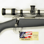 The ultimate varminter. A Kimber Montana in 223 Remington with the Zeiss Conquest 6.5-20x50 ZVar reticle with a stainless finish. The complete scoped rifle weighed 6 pounds and 15 ounces!