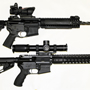 This couple bought a "his and hers" tactical set. His (top) a LWRC 14.7 inches fluted with a Trijicon ACOG with RMR, hers (bottom) a Wilson Urban Tactical Carbine with the amazing Leopold Mark 8 1-8 scope.